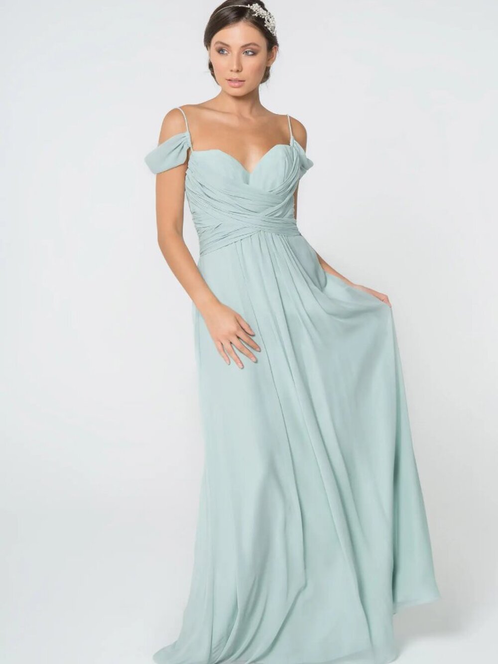 NEW SAGE Chiffon Sweetheart Bridesmaid Dress Floor Length GL2824